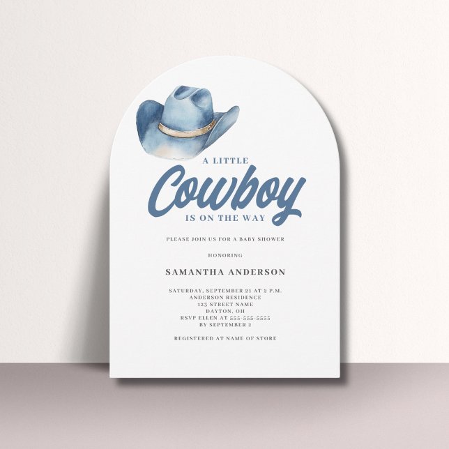 Little Cowboy Blue Western Baby Dusche Einladung (Von Creator hochgeladen)