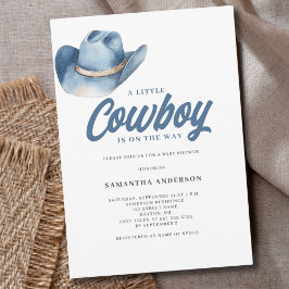 Little Cowboy Blue Western Boy Baby Shower Einladung