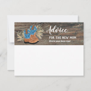 Little Cowboy Bootie Dark Wood Advice Card Dankeskarte