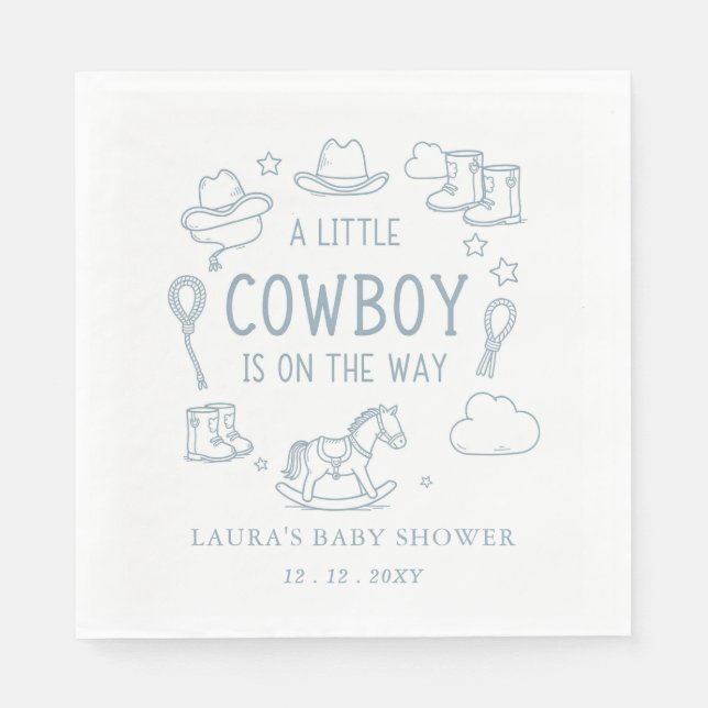 Little Cowboy Boy Baby Shower Serviette (Vorderseite)