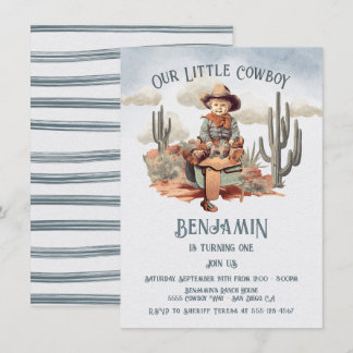 Little Cowboy First Birthday Party Einladung