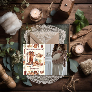 Little Cowboy Modern Western Rodeo Kinderdusche Dankeskarte