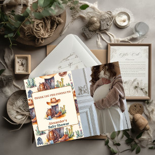 Little Cowboy Modern Western Rodeo Kinderdusche Dankeskarte