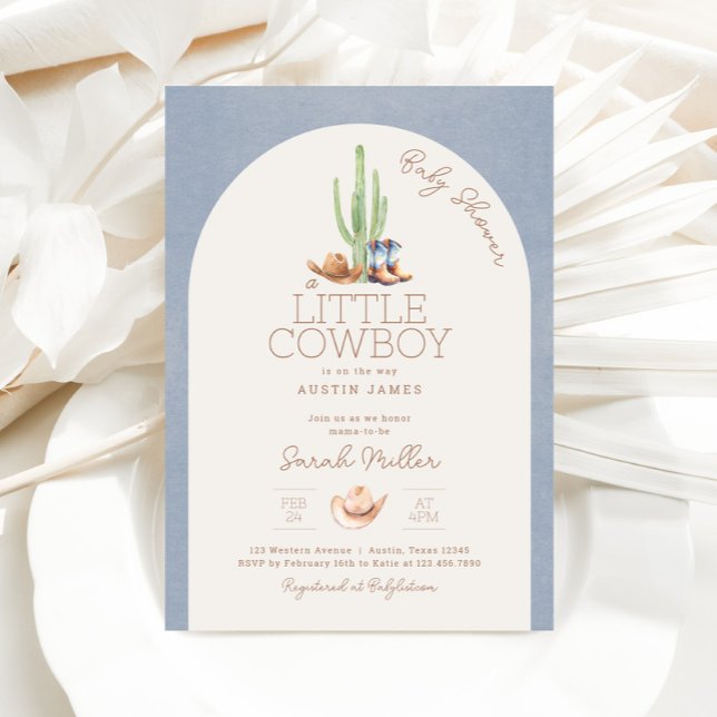 Little Cowboy on the Way Baby Shower Einladung (Little Cowboy Baby Shower Invitation)