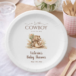 Little Cowboy Ranch Chic Western Boy Baby Shower Pappteller
