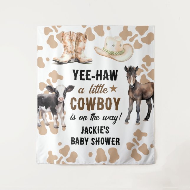 Little Cowboy Rodeo Baby Dusche Wandteppich (Vorderseite)
