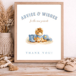 Little Cowboy Shower Advice & Wishes New Parents Poster