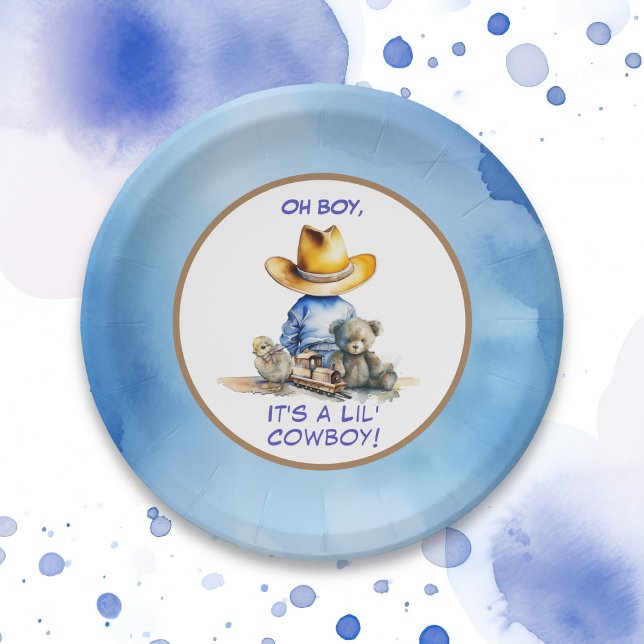 Little Cowboy Themed Baby Dusche Pappteller (Von Creator hochgeladen)