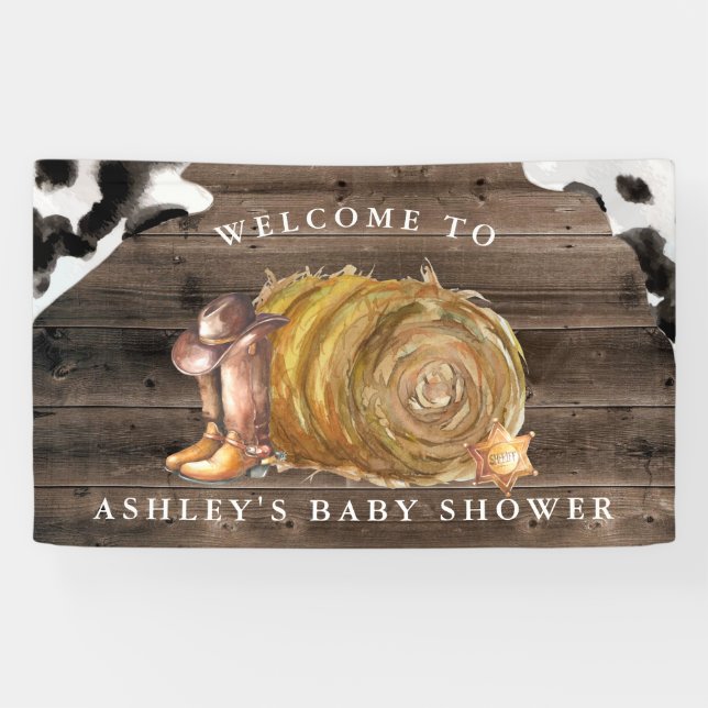 Little Cowboy | Western Baby Dusche Empfang Banner (Horizontal)