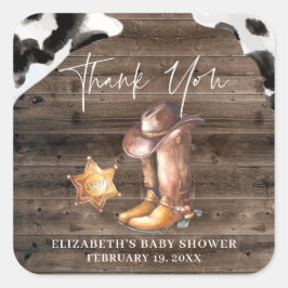 Little Cowboy | Western Baby Dusche Gefallen Quadratischer Aufkleber