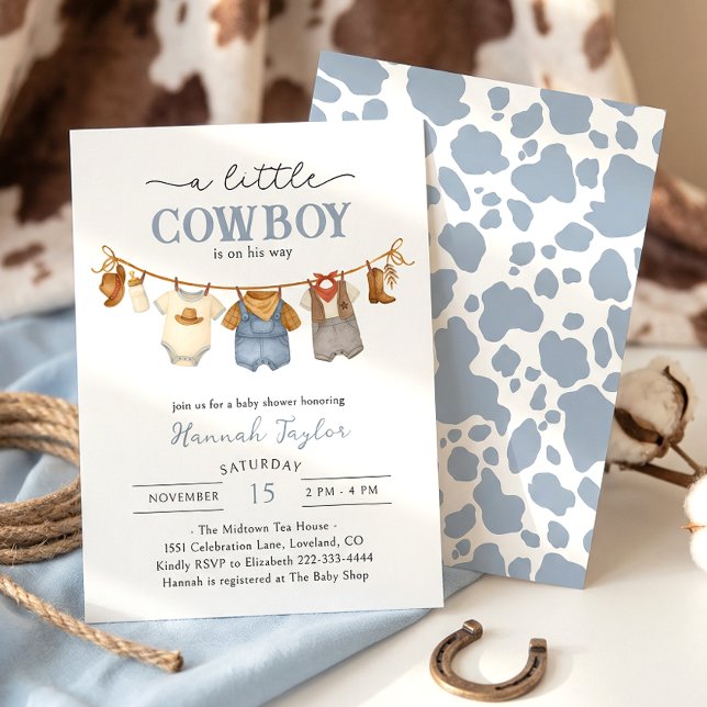 Little Cowboy Western Baby Shower Einladung (Von Creator hochgeladen)