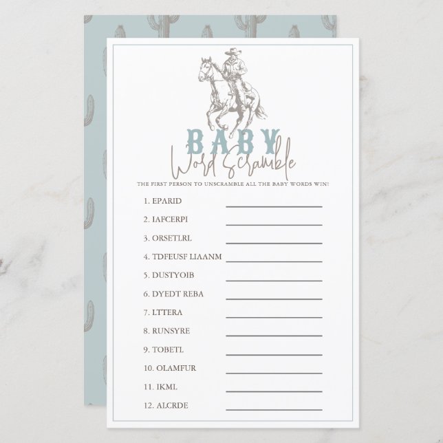 Little Cowboy Western Blue Baby Word Scramble (Vorne/Hinten)