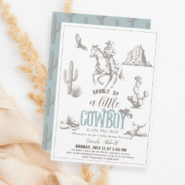 Little Cowboy Western Blue Boy Baby Dusche Einladung