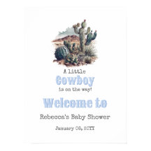 Little Cowboy Western Blue Boy Baby Dusche Willkom