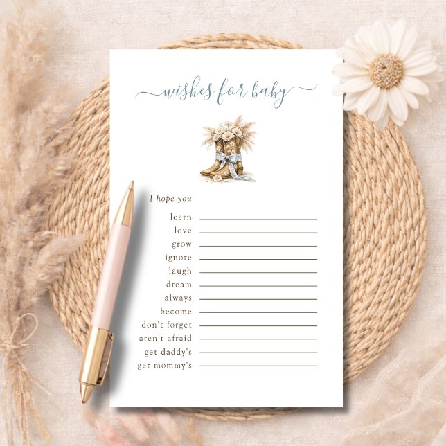 Little Cowboy Western Wishes For Baby Advice Card (Von Creator hochgeladen)