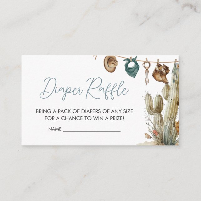 Little Cowboy Wild West Baby Duschdusche Windelwin Begleitkarte (Vorderseite)