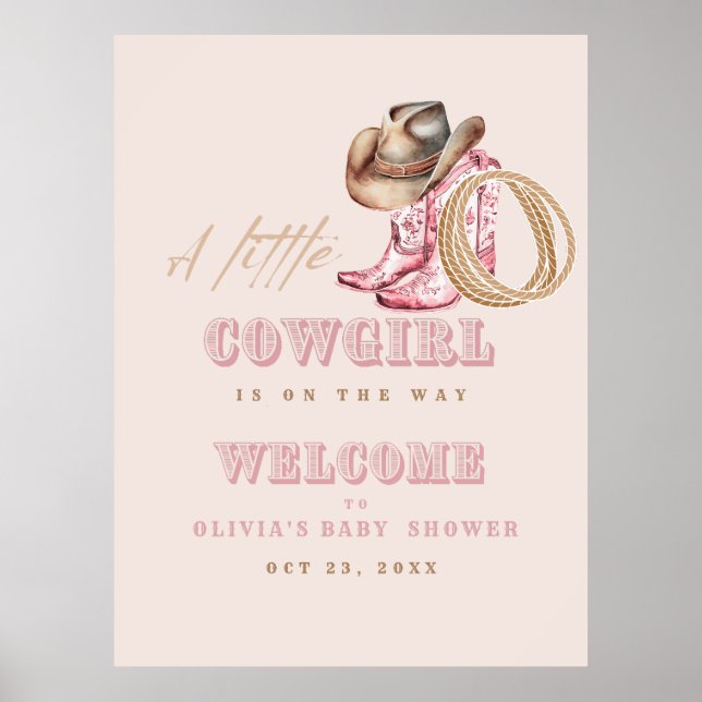  Little Cowgirl Baby Shower Party Welcome  Poster (Vorne)