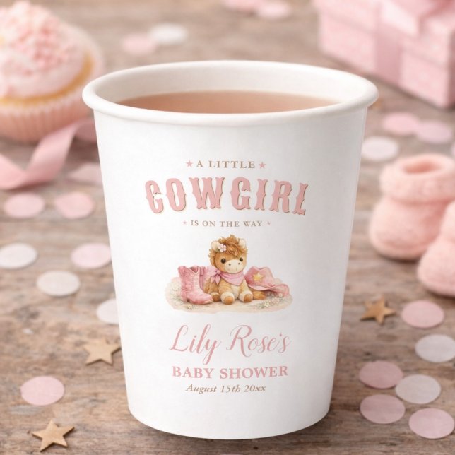 Little Cowgirl Blush Pink Western Baby Girl Shower Pappbecher (Von Creator hochgeladen)