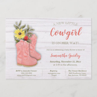 Little Cowgirl Bootie Baby Shower Einladung