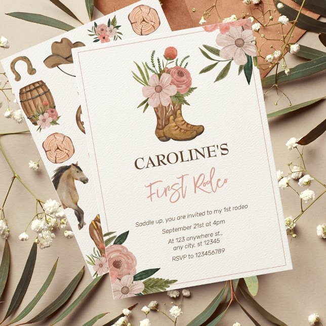 Little Cowgirl First Rodeo 1. Geburtstag Einladung (Von Creator hochgeladen)