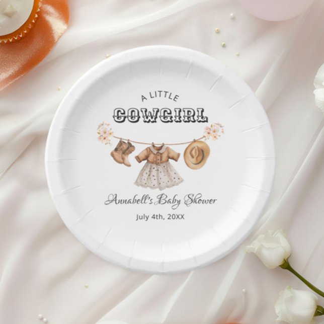 Little Cowgirl Hat Boots Dress Baby Shower Pappteller (Von Creator hochgeladen)