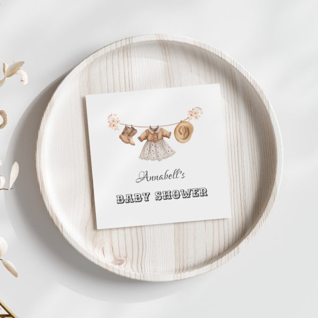 Little Cowgirl Hat Boots Dress Baby Shower Serviette (Von Creator hochgeladen)