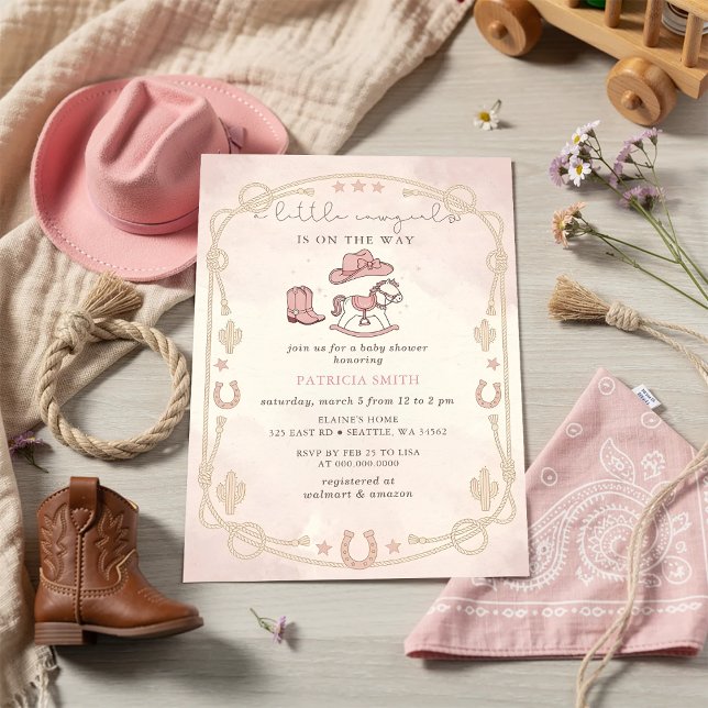 Little Cowgirl Is On The Way girl Baby Shower Einladung (Little Cowgirl Is On The Way girl Baby Shower Invitation)
