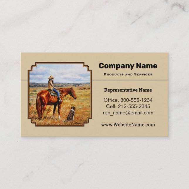 Little Cowgirl on Cattle Horse Visitenkarte (Vorderseite)