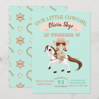 Little Cowgirl on Horse Girls Birthday Einladung