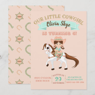 Little Cowgirl on Horse Girls Birthday Einladung