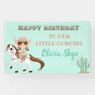 Little Cowgirl on Horse Girls Western Geburtstag Banner
