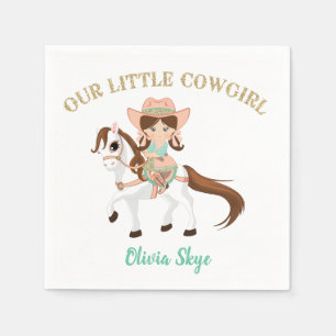 Little Cowgirl on Horse Girls Western Geburtstag Serviette