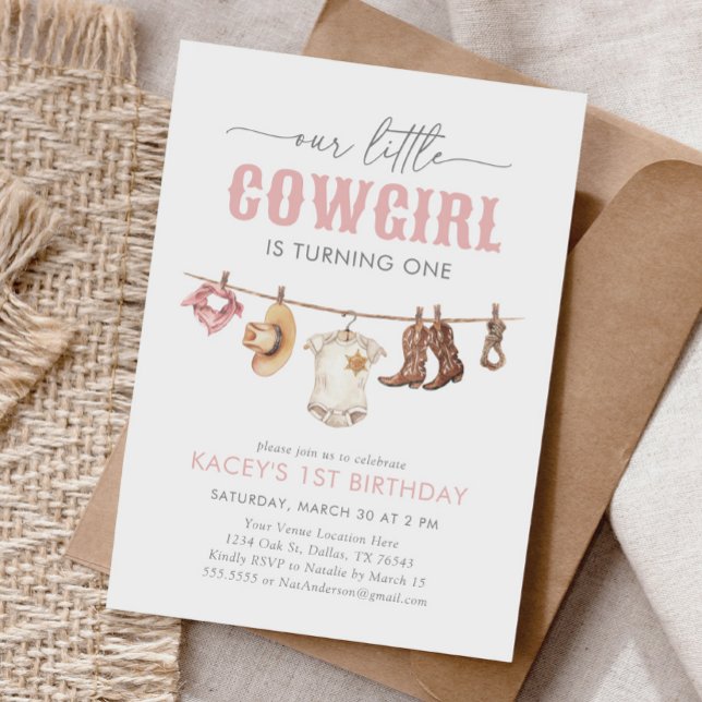 Little Cowgirl Pink 1. Geburtstag Einladung (Von Creator hochgeladen)
