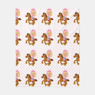 Little Cowgirl Pink Polka Dot Fleecedecke