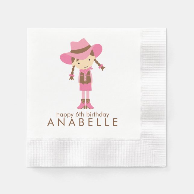 Little Cowgirl Western Birthday Party Serviette (Vorderseite)