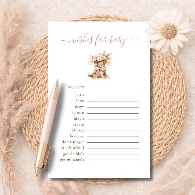 Little Cowgirl Western Wishes For Baby Advice Card (Von Creator hochgeladen)