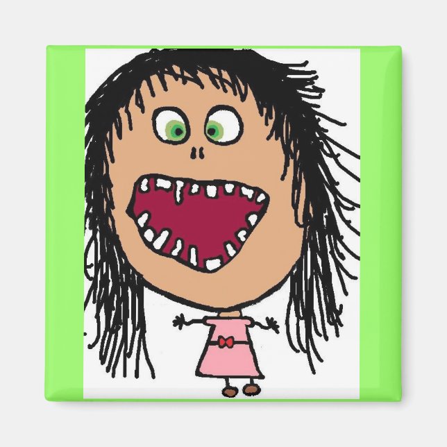 Little Crazy Eye Cartoon Girl Magnet (Vorne)