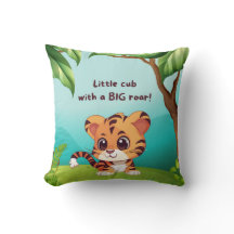 Little Cub Big Roar Square Throw Kissen