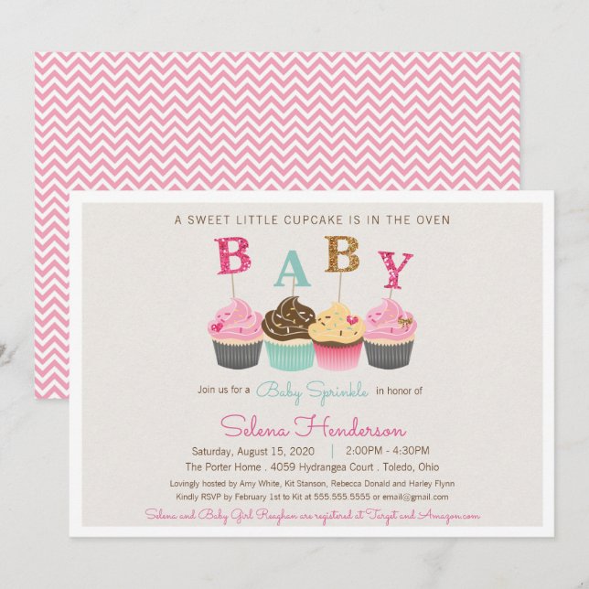 Little Cupcake Baby Sprinkle Shower Einladung (Vorne/Hinten)