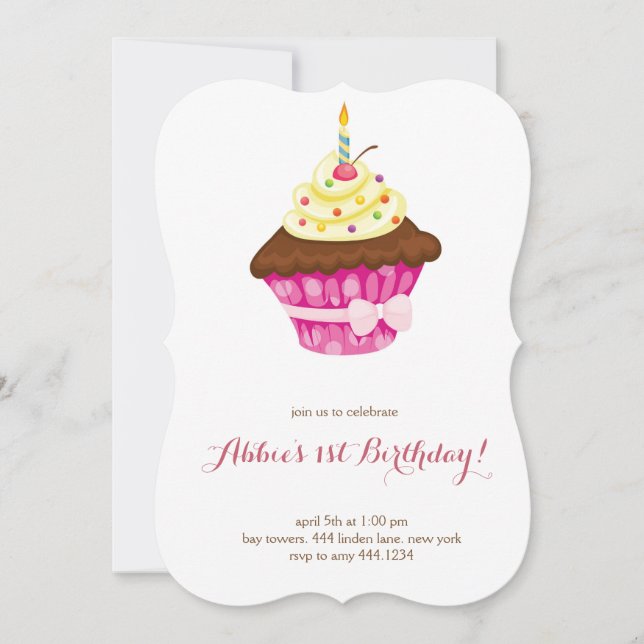 Little Cupcake Einladung zum ersten Geburtstag (Vorderseite)