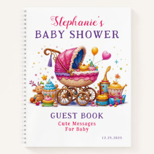 Little Cupcake Pink Stroller Baby Shower Guest Notizbuch