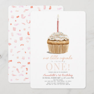 Little Cupcake Sprinkles Pink Girl 1. Geburtstag Einladung