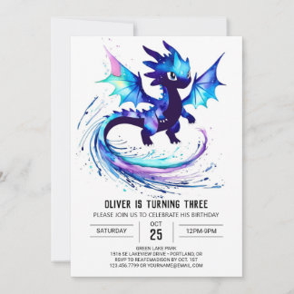 Little Custom Dragon Digital Boy Geburtstag Einladung