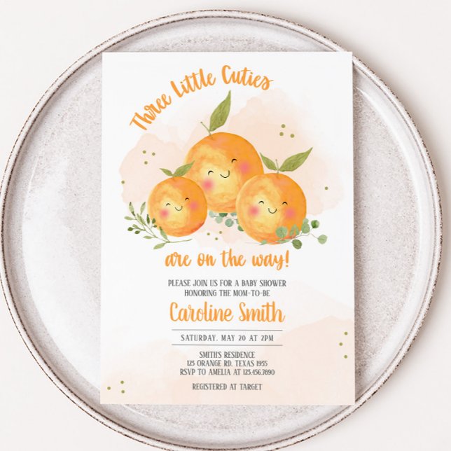 Little Cutie Citrus Orange Baby Shower Einladung (Oranges Baby Shower Invitation)