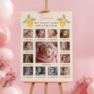 Little Cutie Lemon 1. Geburtstags-Foto-Timeline Poster