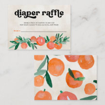 Little Cutie Orange Baby Shower Diaper Raffle