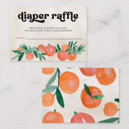Little Cutie Orange Baby Shower Diaper Raffle Begleitkarte