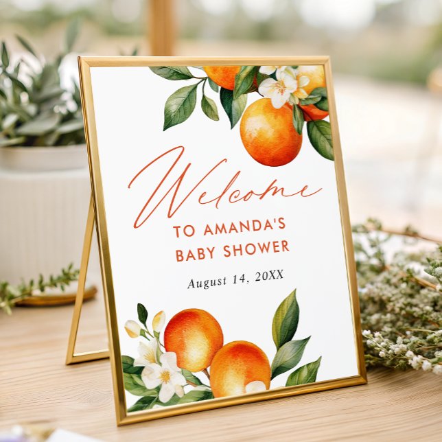 Little Cutie Orange Baby Shower Welcome Sign Fotodruck (Von Creator hochgeladen)