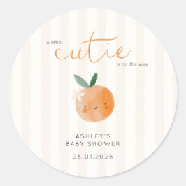 Little Cutie Orange Citrus Baby Shower Runder Aufkleber