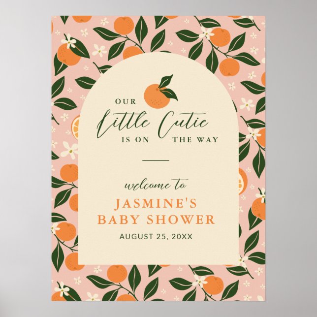 Little Cutie Orange Citrus Baby Shower Welcome Poster (Vorne)